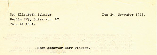 Brief: Elisabeth Schmitz an Helmut Gollwitzer, 1938