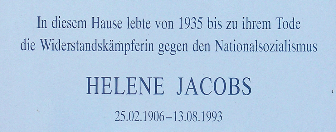 Gedenktafeln für Helene Jacobs in Yad Vashem und Berlin